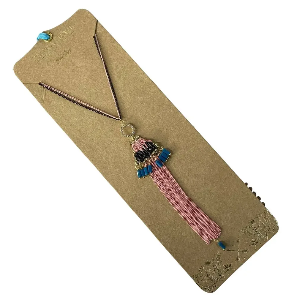 SHIRALEAH *NEW* Blush Pink Black Turquoise Sloan Chain Necklace Beaded Boho